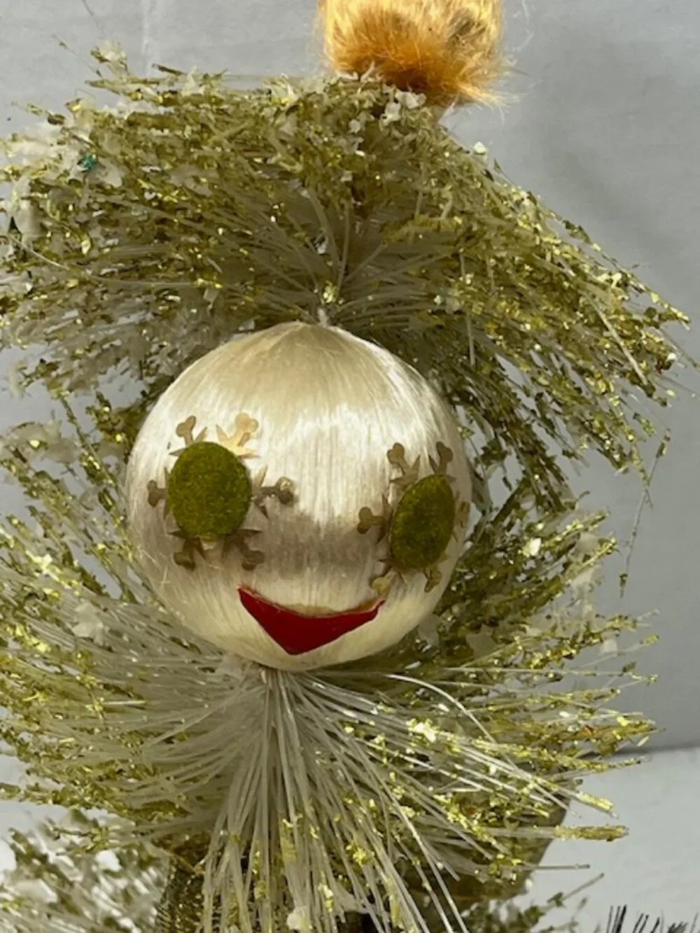 VTG Handmade Gold Plastic Tiered Faced Christmas Tree Tabletop Holiday Decor 8